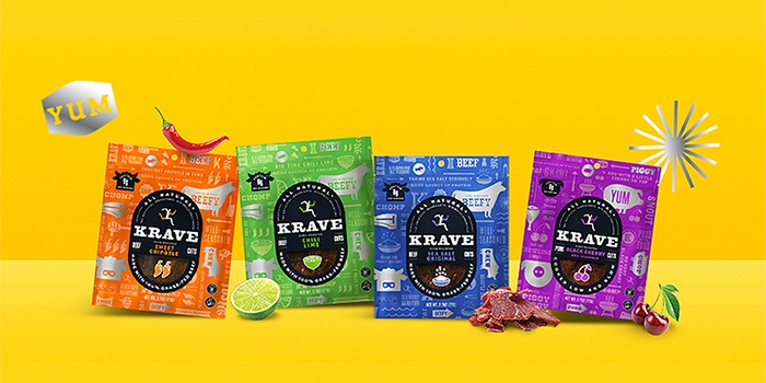 KRAVE jerky lineup packaging