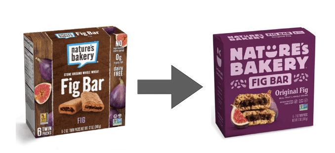 Nature's Bakery packaging redesign before and after